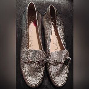 Calvin Klein Metallic Silver Loafers